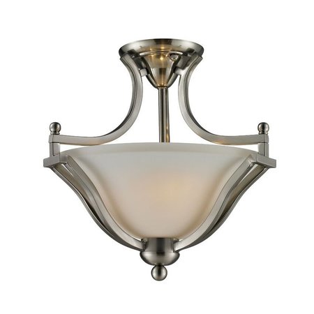 Z-LITE Lagoon 2 Light Semi Flush Mount, Brushed Nickel & Matte Opal 704SF-BN